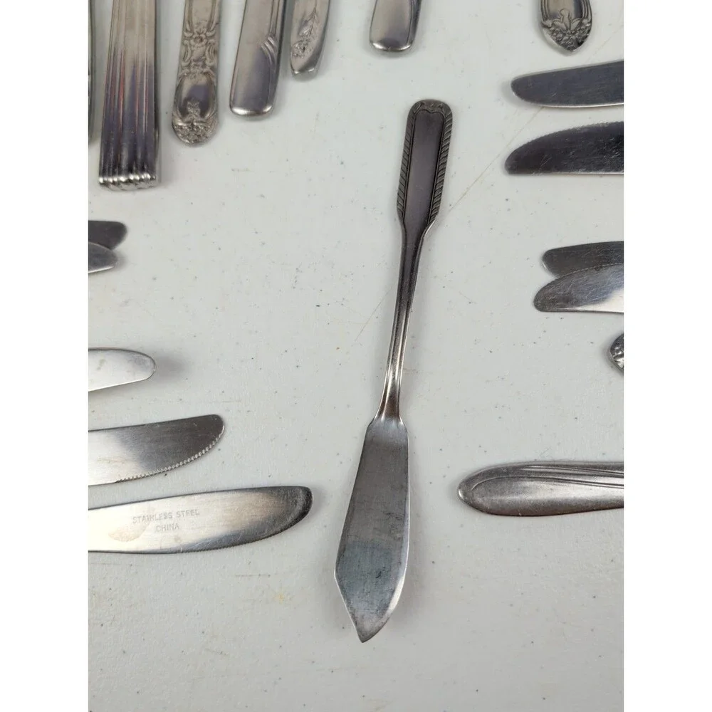 VTG Flatware Mixed Lot Silverware Stainless Lot Of 52 Oneida Japan Korea ECT